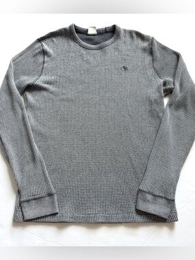 Abercrombie & Fitch Waffle Knit Muscle Shirt Mens Large Gray Thermal Moose